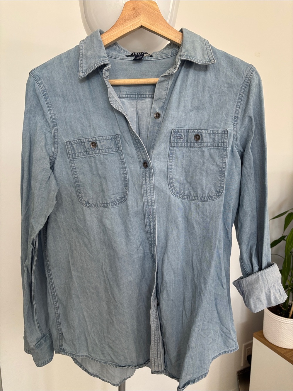 Chaps Light Blue Denim Button-Down Shirt